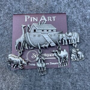 Pewter Noah's Ark Animal Brooch